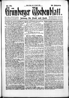 Grünberger Wochenblatt: Zeitung für Stadt und Land, No. 194. (19. August 1920)