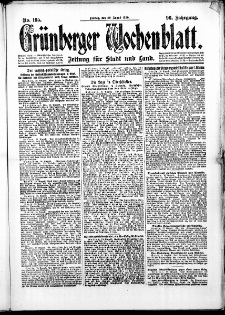 Grünberger Wochenblatt: Zeitung für Stadt und Land, No. 195. (20. August 1920)