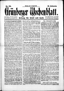 Grünberger Wochenblatt: Zeitung für Stadt und Land, No. 198. (24. August 1920)