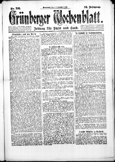 Grünberger Wochenblatt: Zeitung für Stadt und Land, No. 208. (4. September 1920)