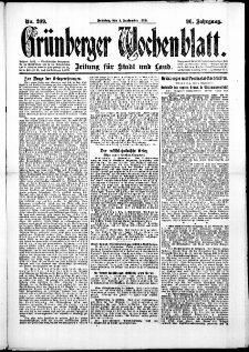 Grünberger Wochenblatt: Zeitung für Stadt und Land, No. 209. (5. September 1920)