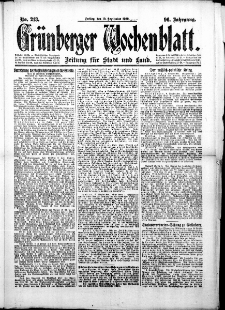 Grünberger Wochenblatt: Zeitung für Stadt und Land, No. 213. (10. September 1920)