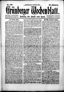 Grünberger Wochenblatt: Zeitung für Stadt und Land, No. 220. (18. September 1920)