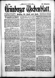 Grünberger Wochenblatt: Zeitung für Stadt und Land, No. 223. (22. September 1920)