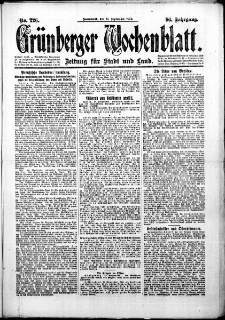 Grünberger Wochenblatt: Zeitung für Stadt und Land, No. 226. (25. September 1920)