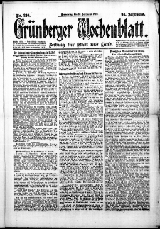 Grünberger Wochenblatt: Zeitung für Stadt und Land, No. 230. (30. September 1920)