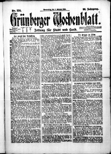Grünberger Wochenblatt: Zeitung für Stadt und Land, No. 236. (7. Oktober 1920)