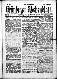 Grünberger Wochenblatt: Zeitung für Stadt und Land, No. 237. (8. Oktober 1920)