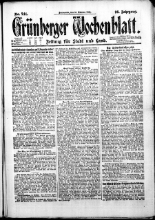 Grünberger Wochenblatt: Zeitung für Stadt und Land, No. 244. (16. Oktober 1920)