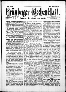 Grünberger Wochenblatt: Zeitung für Stadt und Land, No. 252. (26. Oktober 1920)