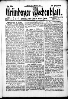 Grünberger Wochenblatt: Zeitung für Stadt und Land, No. 259. (3. November 1920)