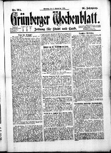 Gr&uuml;nberger Wochenblatt: Zeitung f&uuml;r Stadt und Land, No. 264. (9. November 1920)