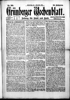 Grünberger Wochenblatt: Zeitung für Stadt und Land, No. 266. (11. November 1920)