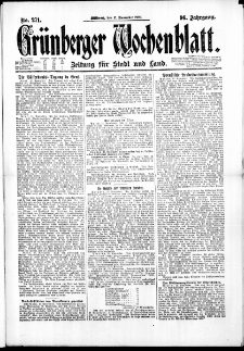 Grünberger Wochenblatt: Zeitung für Stadt und Land, No. 271. (17. November 1920)
