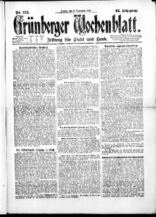 Grünberger Wochenblatt: Zeitung für Stadt und Land, No. 272. (19. November 1920)