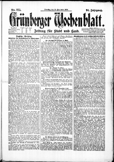 Grünberger Wochenblatt: Zeitung für Stadt und Land, No. 275. (23. November 1920)