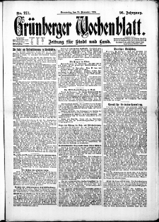 Grünberger Wochenblatt: Zeitung für Stadt und Land, No. 277. (25. November 1920)