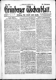 Grünberger Wochenblatt: Zeitung für Stadt und Land, No. 278. (26. November 1920)