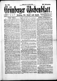 Grünberger Wochenblatt: Zeitung für Stadt und Land, No. 284. (3. Dezember 1920)