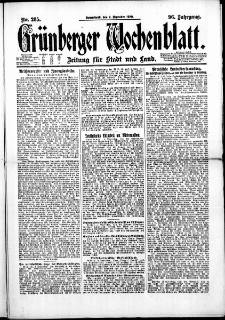 Grünberger Wochenblatt: Zeitung für Stadt und Land, No. 285. (4. Dezember 1920)
