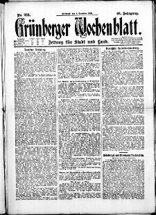 Grünberger Wochenblatt: Zeitung für Stadt und Land, No. 288. (8. Dezember 1920)