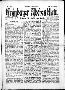 Grünberger Wochenblatt: Zeitung für Stadt und Land, No. 292. (12. Dezember 1920)