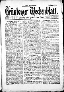 Grünberger Wochenblatt: Zeitung für Stadt und Land, No. 2. (3. Januar 1922)