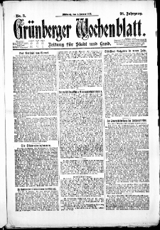 Grünberger Wochenblatt: Zeitung für Stadt und Land, No. 3. (4. Januar 1922)