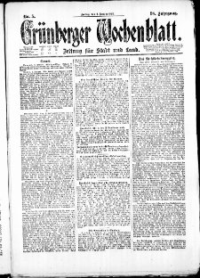 Grünberger Wochenblatt: Zeitung für Stadt und Land, No. 5. (6. Januar 1922)