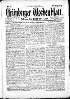 Grünberger Wochenblatt: Zeitung für Stadt und Land, No. 6. (7. Januar 1922)