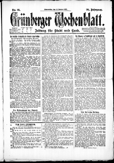 Grünberger Wochenblatt: Zeitung für Stadt und Land, No. 10. (12. Januar 1922)