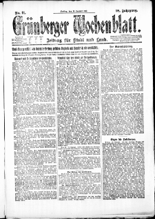 Grünberger Wochenblatt: Zeitung für Stadt und Land, No. 11. (13. Januar 1922)
