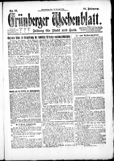 Grünberger Wochenblatt: Zeitung für Stadt und Land, No. 16. (19. Januar 1922)