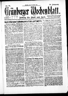 Grünberger Wochenblatt: Zeitung für Stadt und Land, No. 19. (22. Januar 1922)