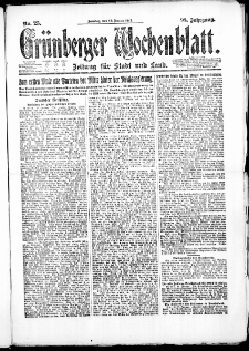 Grünberger Wochenblatt: Zeitung für Stadt und Land, No. 25. (29. Januar 1922)