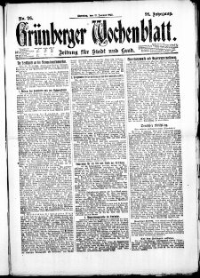 Grünberger Wochenblatt: Zeitung für Stadt und Land, No. 26. (31. Januar 1922)