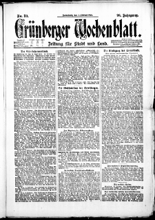 Grünberger Wochenblatt: Zeitung für Stadt und Land, No. 30. (4. Februar 1922)