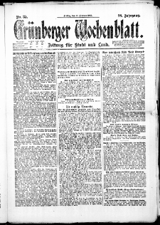 Grünberger Wochenblatt: Zeitung für Stadt und Land, No. 35. (10. Februar 1922)