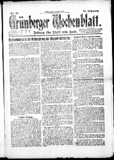 Grünberger Wochenblatt: Zeitung für Stadt und Land, No. 41. (17. Februar 1922)