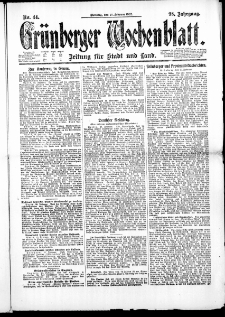 Grünberger Wochenblatt: Zeitung für Stadt und Land, No. 44. (21. Februar 1922)