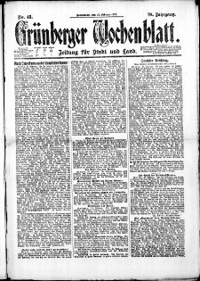 Grünberger Wochenblatt: Zeitung für Stadt und Land, No. 48. (25. Februar 1922)