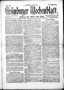 Grünberger Wochenblatt: Zeitung für Stadt und Land, No. 54. (4. März 1922)