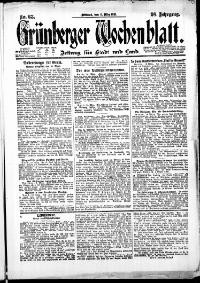 Grünberger Wochenblatt: Zeitung für Stadt und Land, No. 63. (15. März 1922)