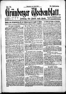 Grünberger Wochenblatt: Zeitung für Stadt und Land, No. 78. (1. April 1922)