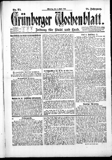 Grünberger Wochenblatt: Zeitung für Stadt und Land, No. 80. (4. April 1922)