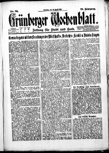 Grünberger Wochenblatt: Zeitung für Stadt und Land, No. 90. (16. April 1922)