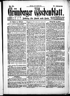 Grünberger Wochenblatt: Zeitung für Stadt und Land, No. 96. (25. April 1922)