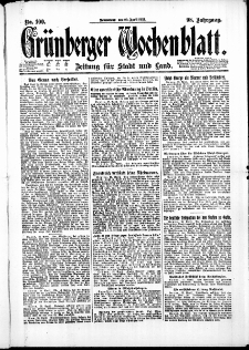 Grünberger Wochenblatt: Zeitung für Stadt und Land, No. 100. (29. April 1922)