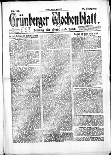 Grünberger Wochenblatt: Zeitung für Stadt und Land, No. 105. (5. Mai 1922)