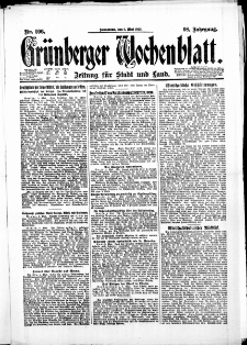 Grünberger Wochenblatt: Zeitung für Stadt und Land, No. 106. (6. Mai 1922)